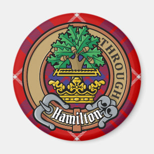 Aimant Clan Hamilton Crest sur Red Tartan