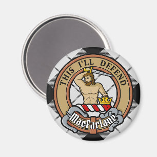 Aimant Clan MacFarlane Crest sur tarte noir et blanc