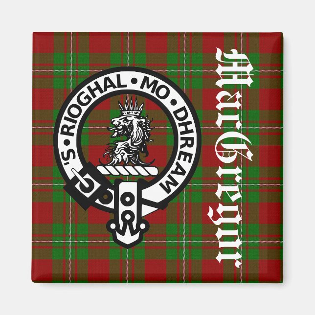 Aimant Clan MacGregor Crest Badge & Tartan (Devant)