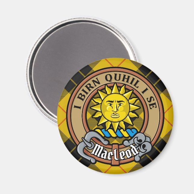 Aimant Clan MacLeod de Lewis Crest sur Tartan (Recto/Verso)