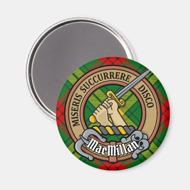 Aimant Clan MacMillan Crest sur Tartan (Recto/Verso)