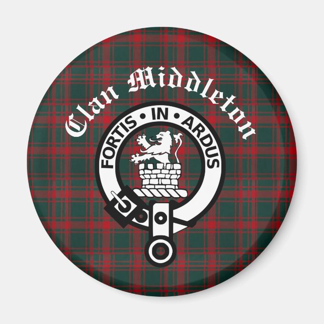 Aimant Clan Middleton Crest Badge et Tartan (Devant)