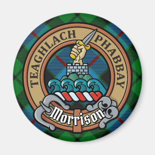 Aimant Clan Morrison Crest sur la chasse Tartan