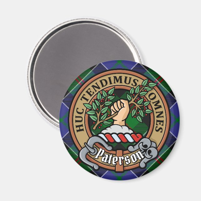 Aimant Clan Paterson Crest sur Tartan (Recto/Verso)