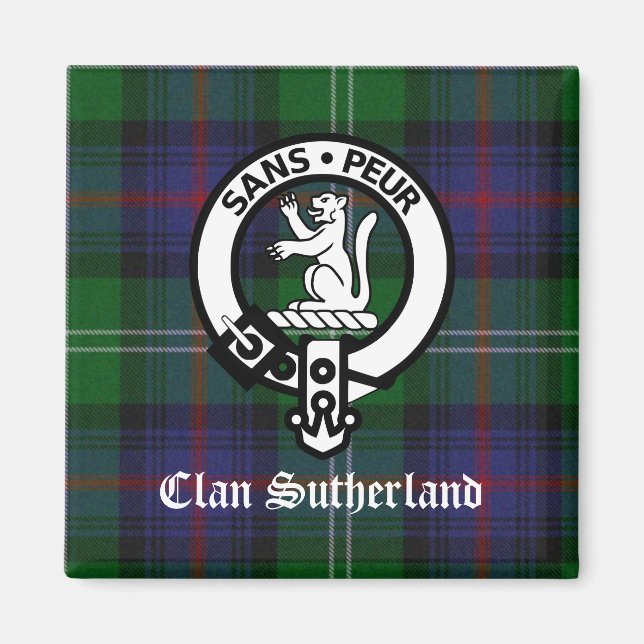 Aimant Clan Sutherland Crest & Tartan (Devant)