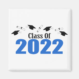 Aimant Classe De 2022 Casquettes Et Diplômes (Bleu)