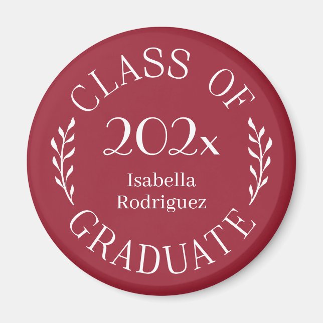 Aimant Classe de 2025 Graduate Nom Typographie Bourgogne (Devant)