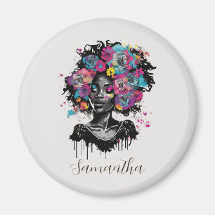 Aimant Classe Florale Afro Femme