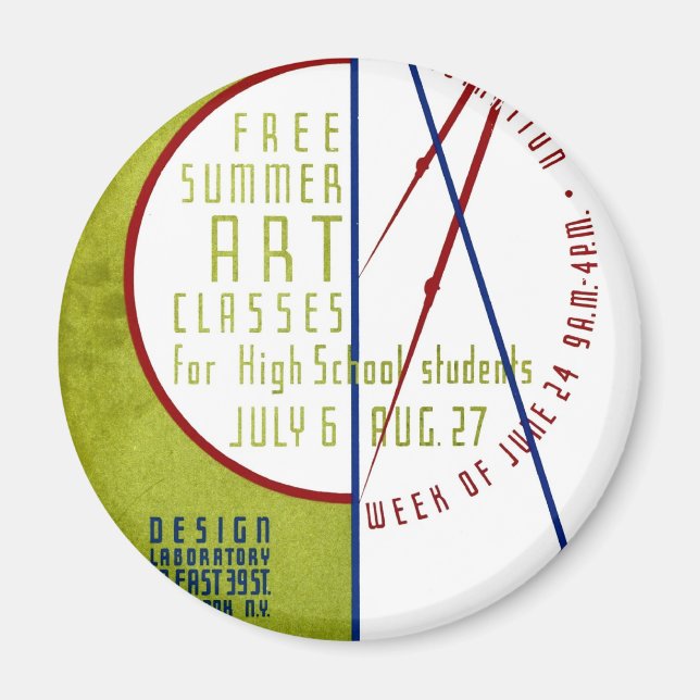 Aimant Classes d'art libres d'été - affiche de WPA - (Devant)