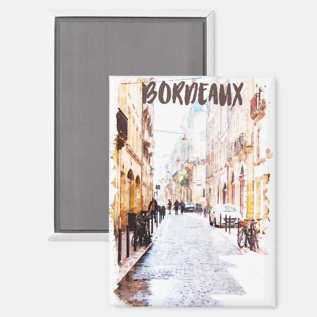 Aimant Classic Bordeaux France Aquarelle Travel (Recto/Verso)