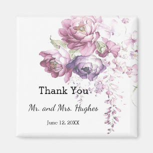 Aimant Classique lilas et rose mariage floral merci
