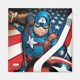 Aimant Classiques Avengers   Captain America avec des ban