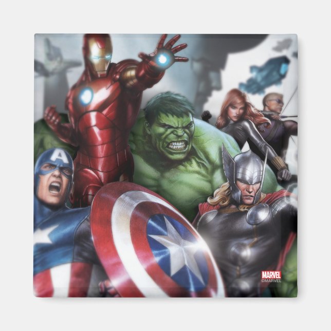 Aimant Classiques des Avengers | Prêts au combat Dessin (Devant)