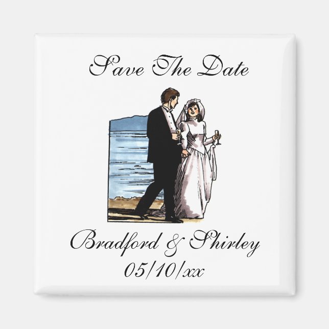 Aimant Classy Enregistrer La Date Plage Mariage Destinati (Devant)