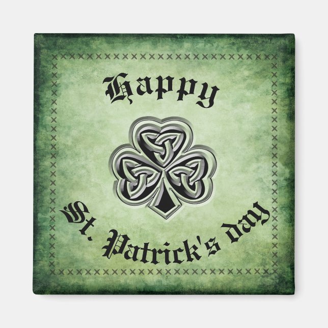 Aimant Classy grundge shamrock irlandais chanceux (Devant)