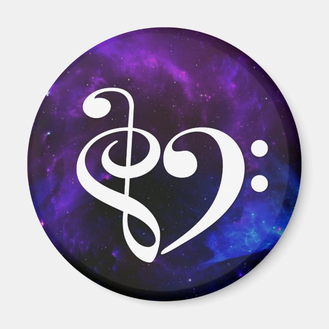 Aimant Clé de basse de Treble Coeur Purple Bleu Nebula (Devant)