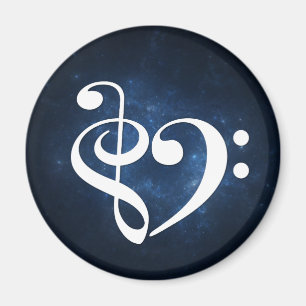Aimant Clé de basse en acier Clé Coeur Bleu foncé Nebula