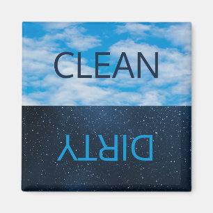 Aimant Clean Dirty Day Night Ciel Lave-vaisselle