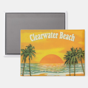 Aimant Clearwater Beach, Floride coucher de soleil vintag