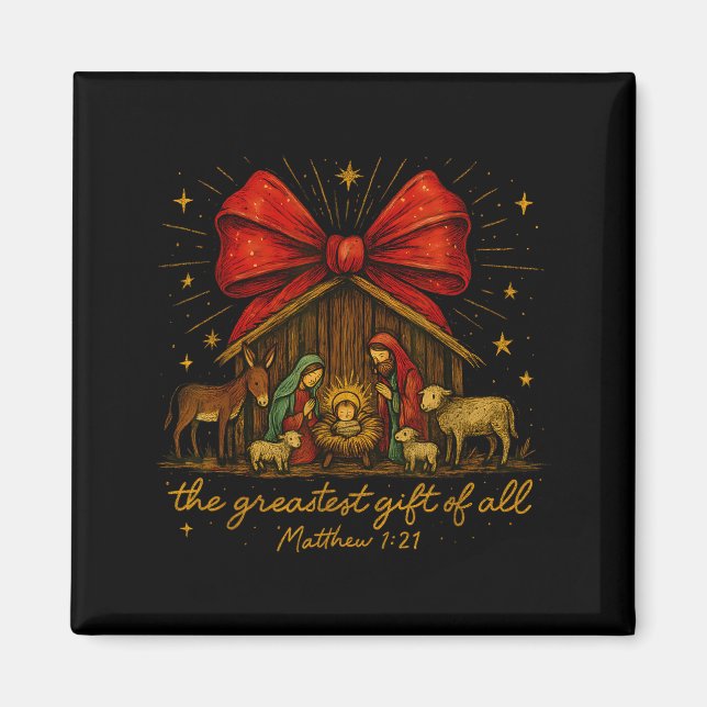 Aimant Clic Nativity Scene – Greatest Gift Matthew 1_21  (Devant)