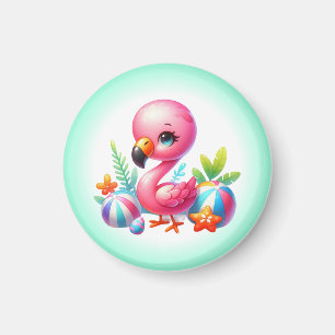 Aimant Clipart de dessin Flamant rose aquarelle
