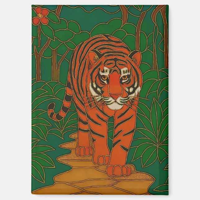 Aimant Cloisonne Art Tiger on the Jungle Path (Recto)