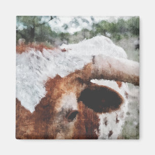 Aimant Closeup Impressionniste Peint Longhorn