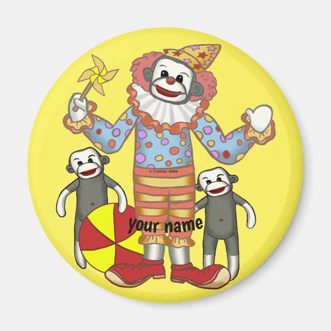 Aimant Clown Singe Chaussette  (Devant)