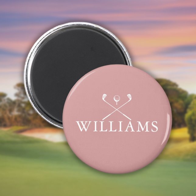 Aimant Clubs de golf personnalisés Dusty Rose de nom rose (Personalized Dusty Rose Pink Name Golf Clubs Magnet)