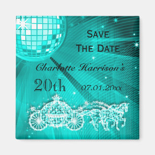 Aimant Coach & Chevaux Pailleté 20e Anniversaire Enregist
