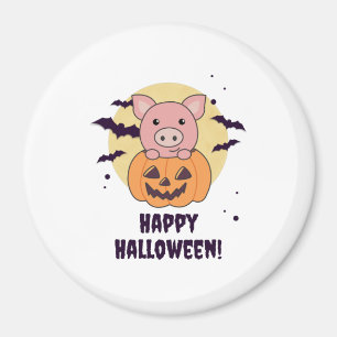 Aimant Cochon En Citrouille Cochons Doux Joyeux Halloween
