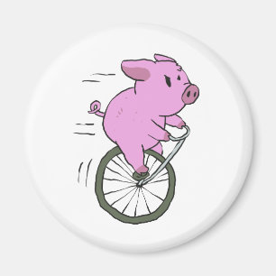 Aimant Cochon vintage sur monocycle  choisir la couleur a