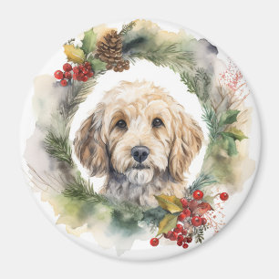 Aimant Cockapoo Christmas Wreath Festive Pup