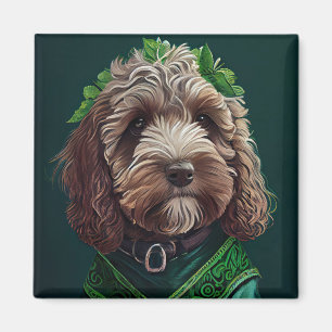 Aimant Cockapoo Dog en robe de fête St. Patrick