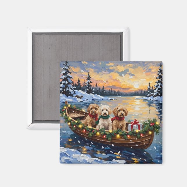 Aimant Cockapoo Noël Bateau Fêtes (Recto/Verso)