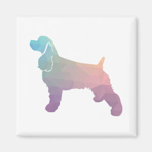 Aimant Cocker Spaniel Chien Silhouette Motif géométrique