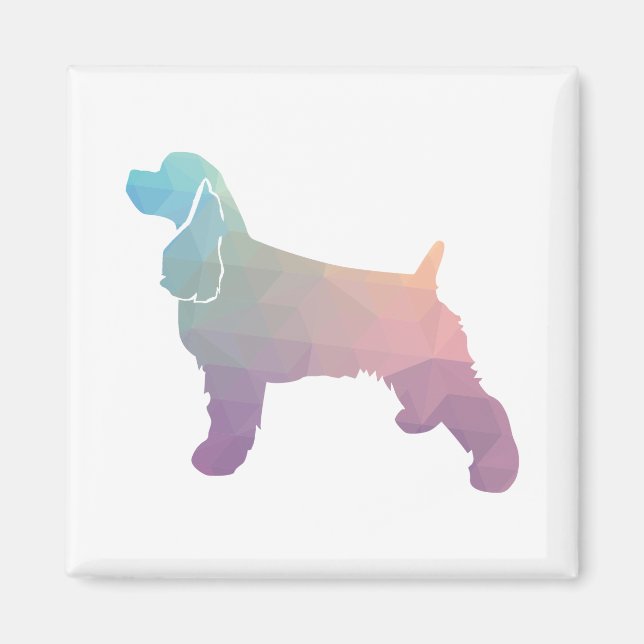 Aimant Cocker Spaniel Chien Silhouette Motif géométrique  (Devant)