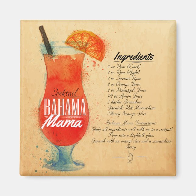 Aimant Cocktail Bahama Mama (Devant)