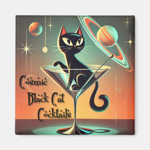 Aimant Cocktails Futuristes Atomiques Chat Noir Cosmique