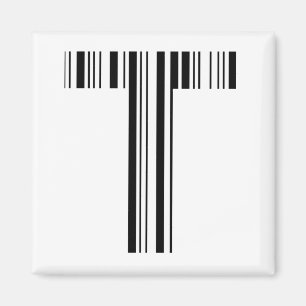 Aimant CODE À BARRES DE LA LETTRE T Premier motif de code