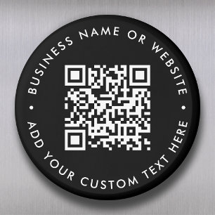 Aimant Code QR   Black Modern Minimaliste Round