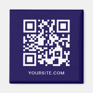 Aimant Code QR de site Web bleu foncé et blanc Promo