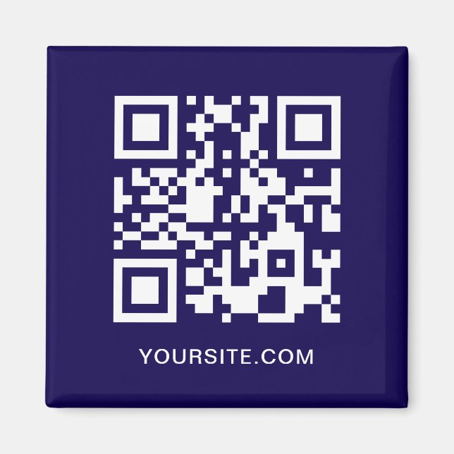 Aimant Code QR de site Web bleu foncé et blanc Promo (Devant)