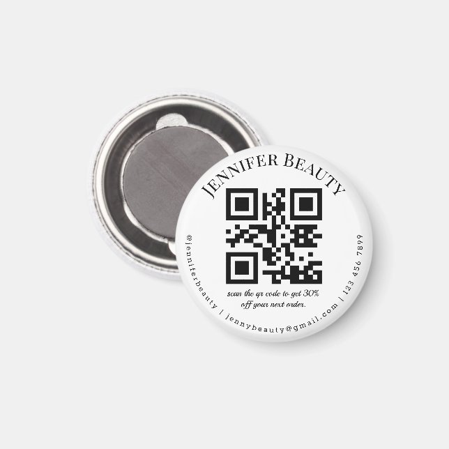 Aimant code qr minimal petit business salon de beauté (Recto/Verso)