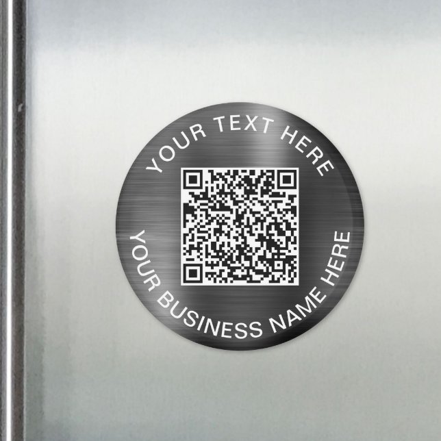 Aimant Code QR moderne promotion Argent (Modern QR Code Promotional Silver Magnet)