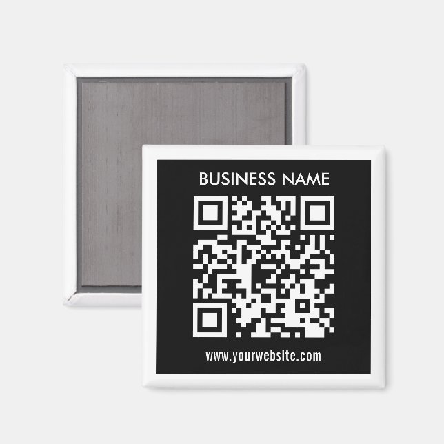 Aimant Code QR modifiable (généré instantanément) | Noir (Recto/Verso)