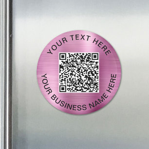 Aimant Code QR rose Entreprise Promotionnel