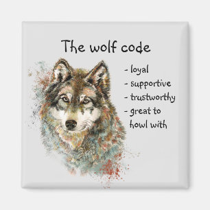 Aimant Code Wolf Couleur d'eau inspirée Animaux sauvages