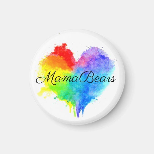 Aimant Coeur arc-en-ciel avec nom de groupe (Devant)