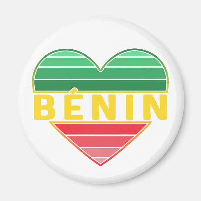 Aimant Coeur béninois, I Love Bénin (Devant)